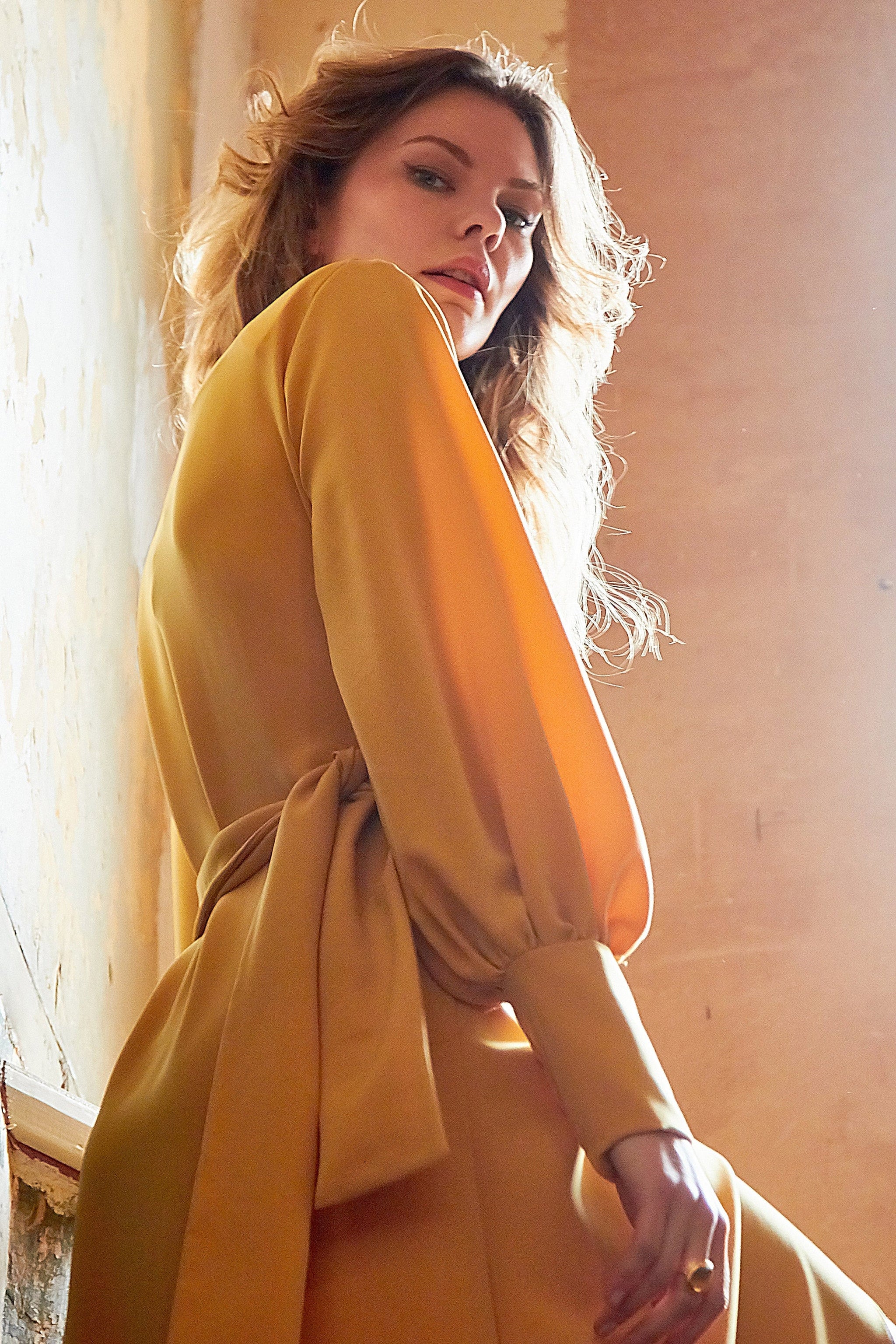 Sarvin | Amber Mustard Wrap Dress - Image 4
