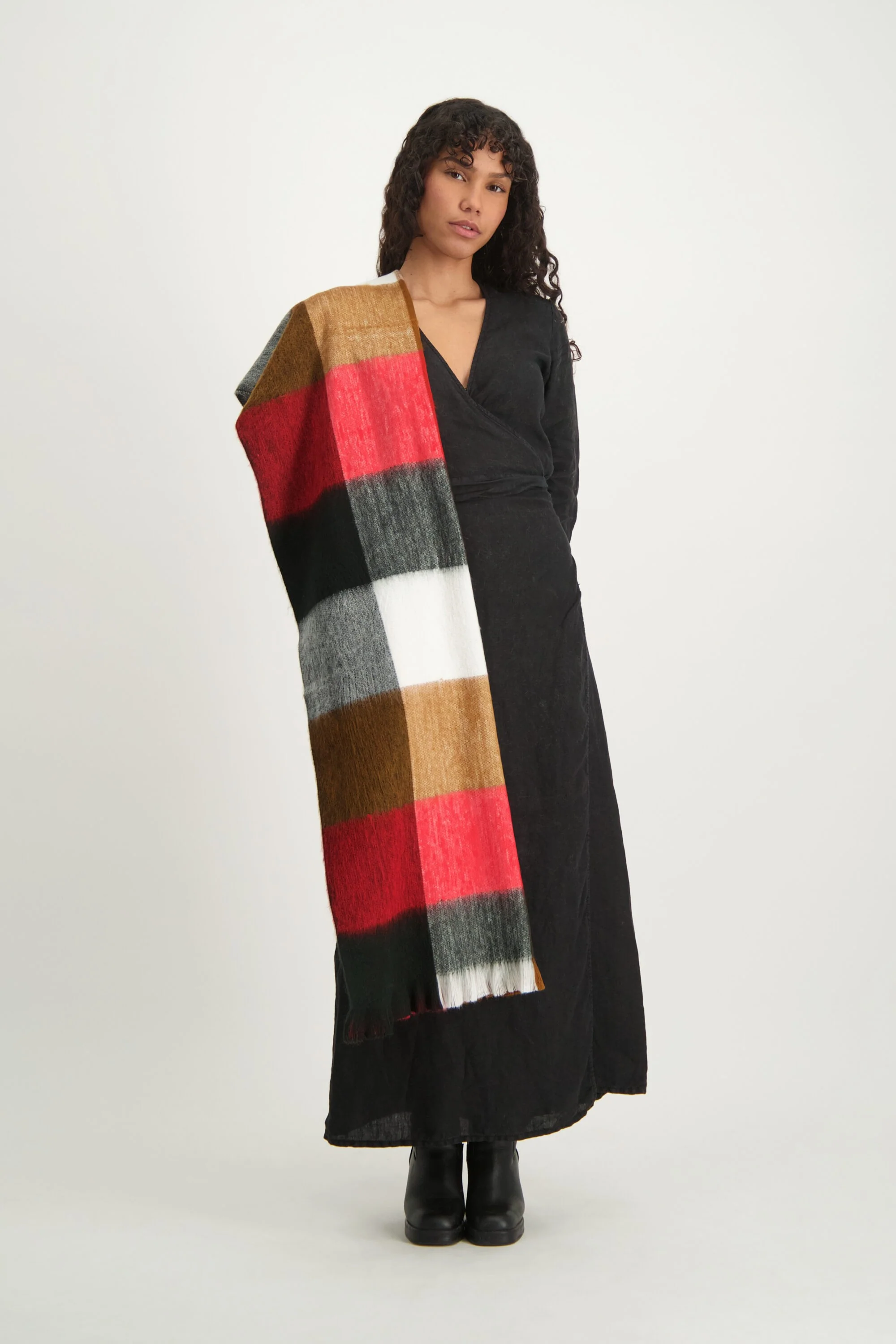 Alpaca Loca | Scarf Blocked Red, Black and Naturals - Image 6